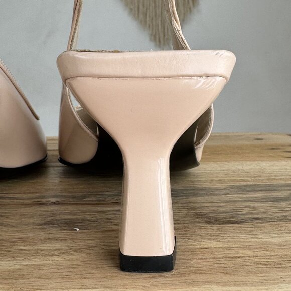 Vintage Via Spiga Box Leather Pink Light Beige Pointy Toe Slingback Kitten Heel - Picture 9 of 14
